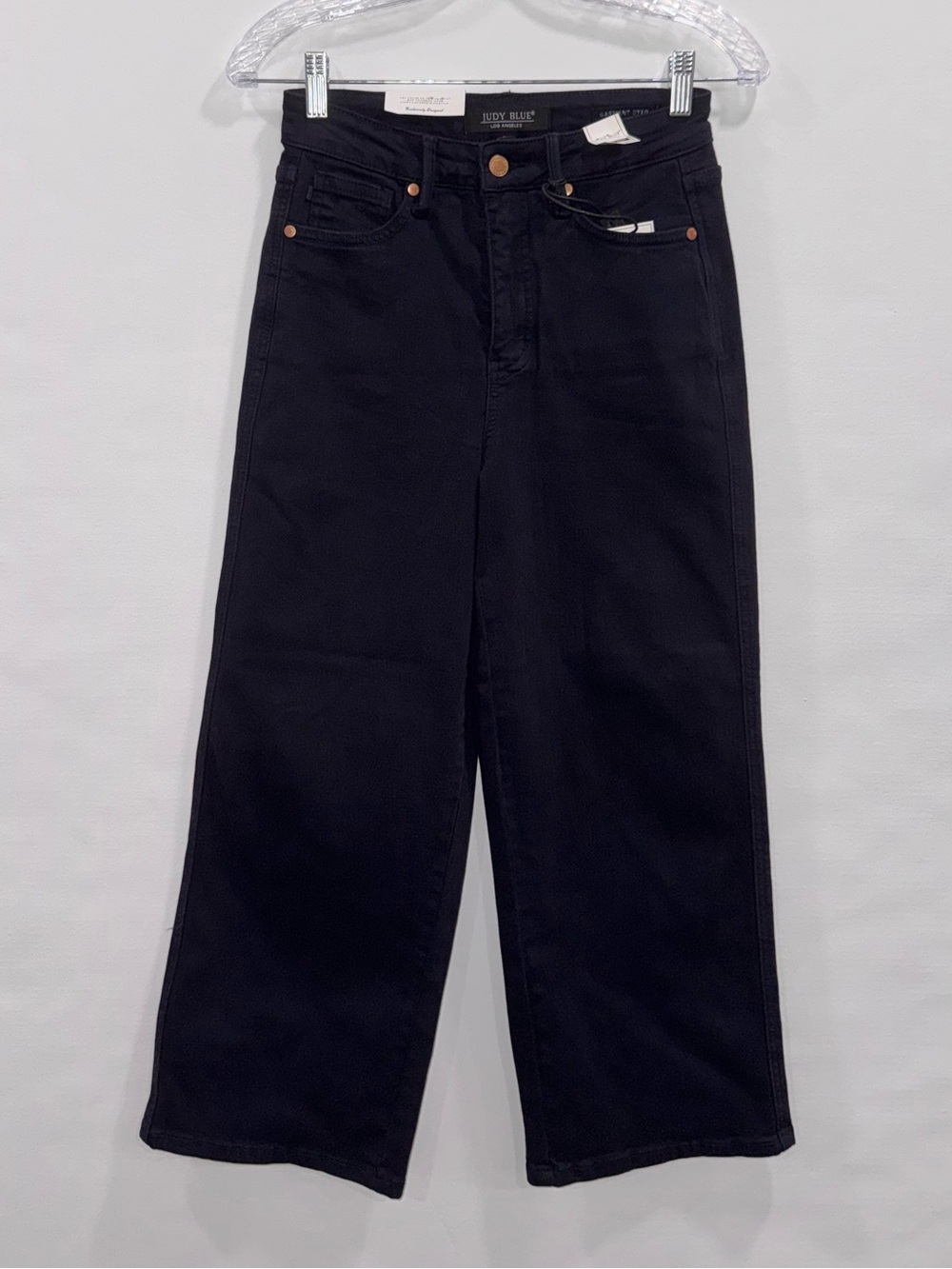Judy Blue Wide Leg Cropped Jeans Size 3/26 Dark Wash High Rise Stretch Denim